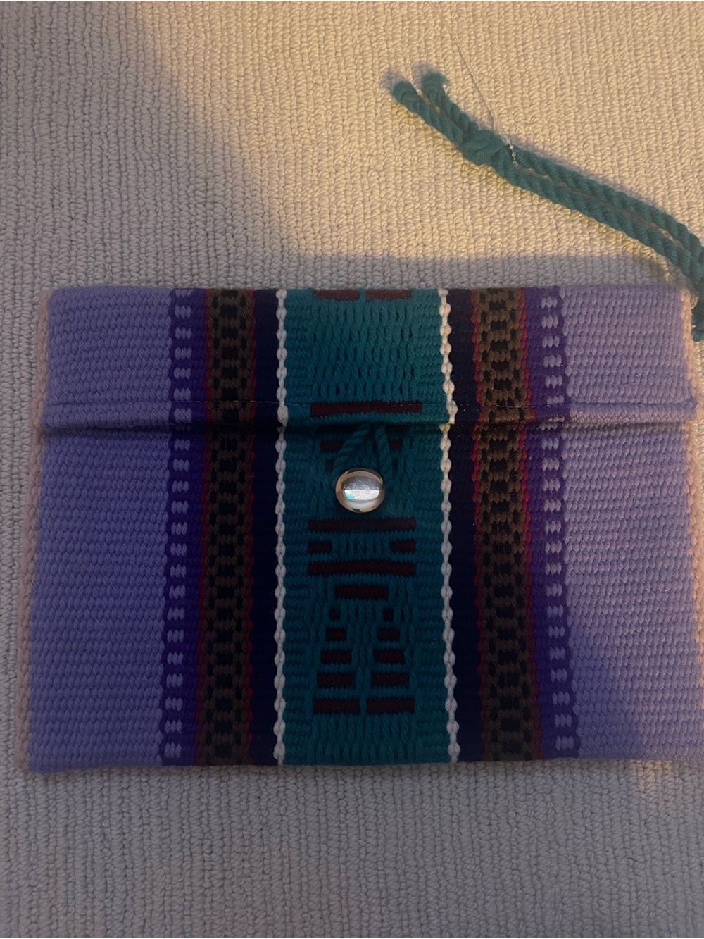 Woven Fold-Over Clutch in Lavender and Teal Wristlet c21